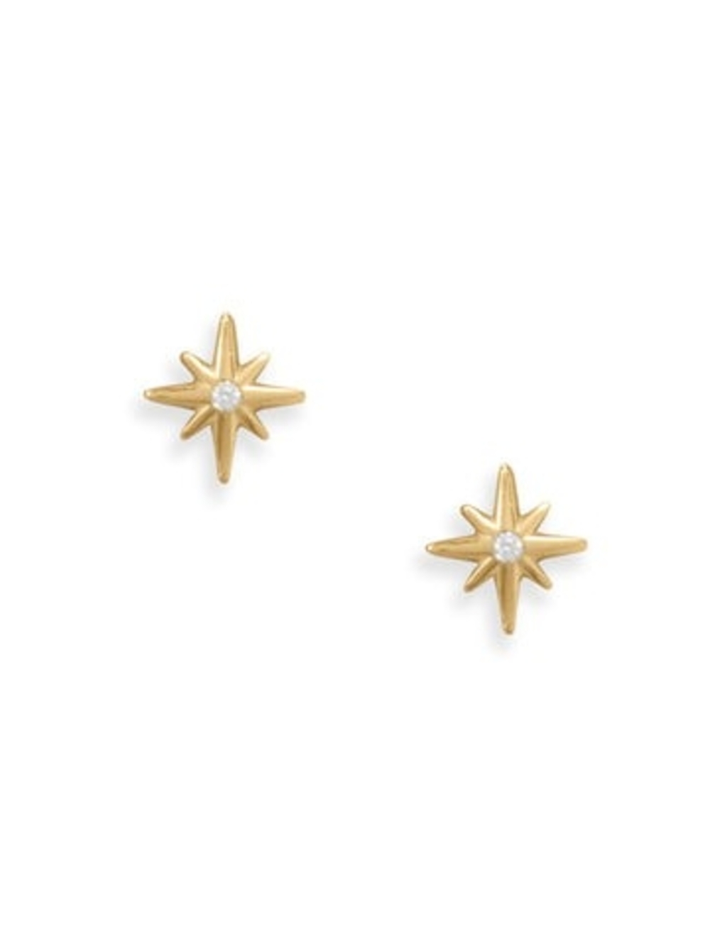 Radiant Gold Starburst Stud Earrings with Center Crystal - Women Jewelry